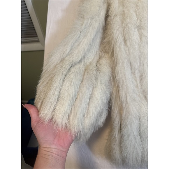 Vintage Saga Blue Fox Finland Stroller Fur Jacket White Silver Size L Beautiful! - Picture 3 of 16